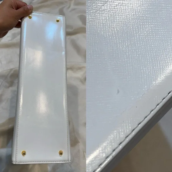 Vintage Yves Saint Laurent Logo Metal Bar Handle Leather Handbag 1980s-1990s - Picture 12 of 16